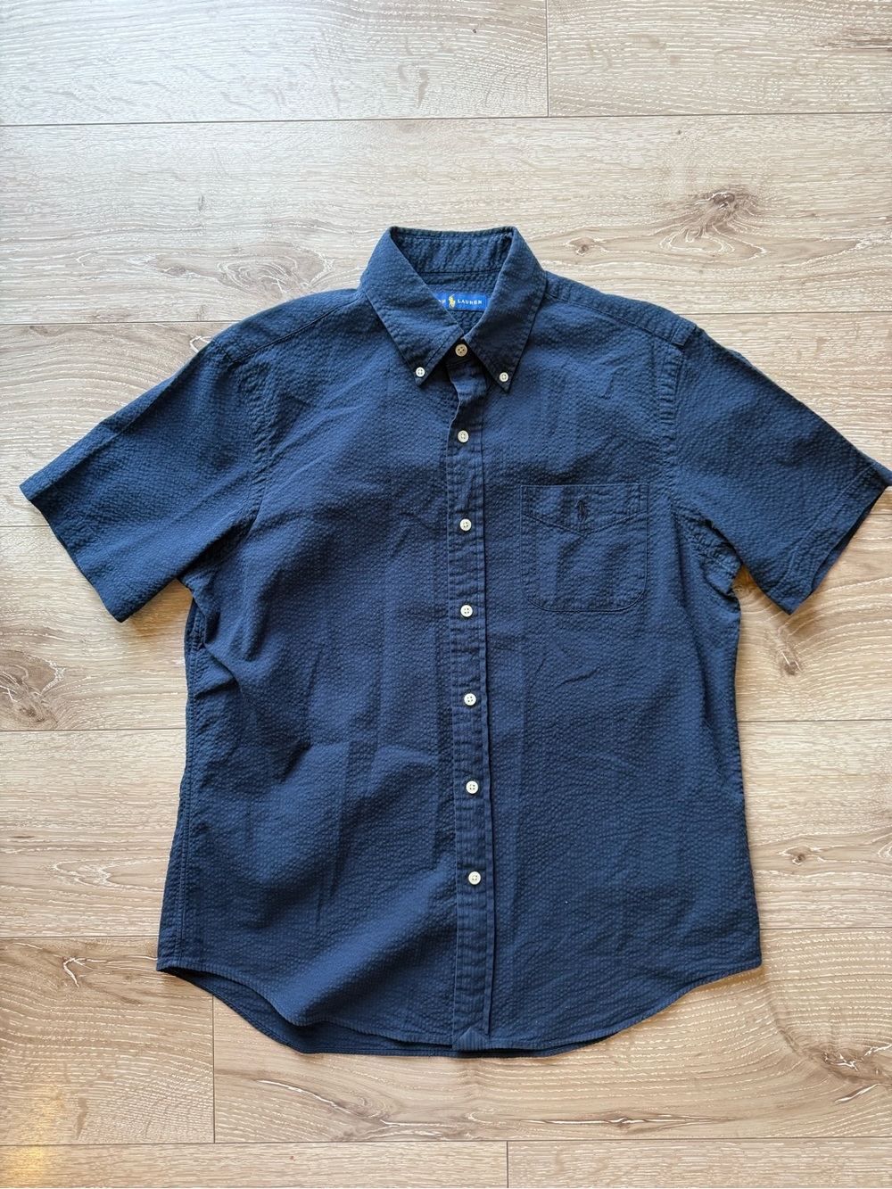 Polo Ralph Lauren Men's Short Sleeve Navy Button-Down Shirt